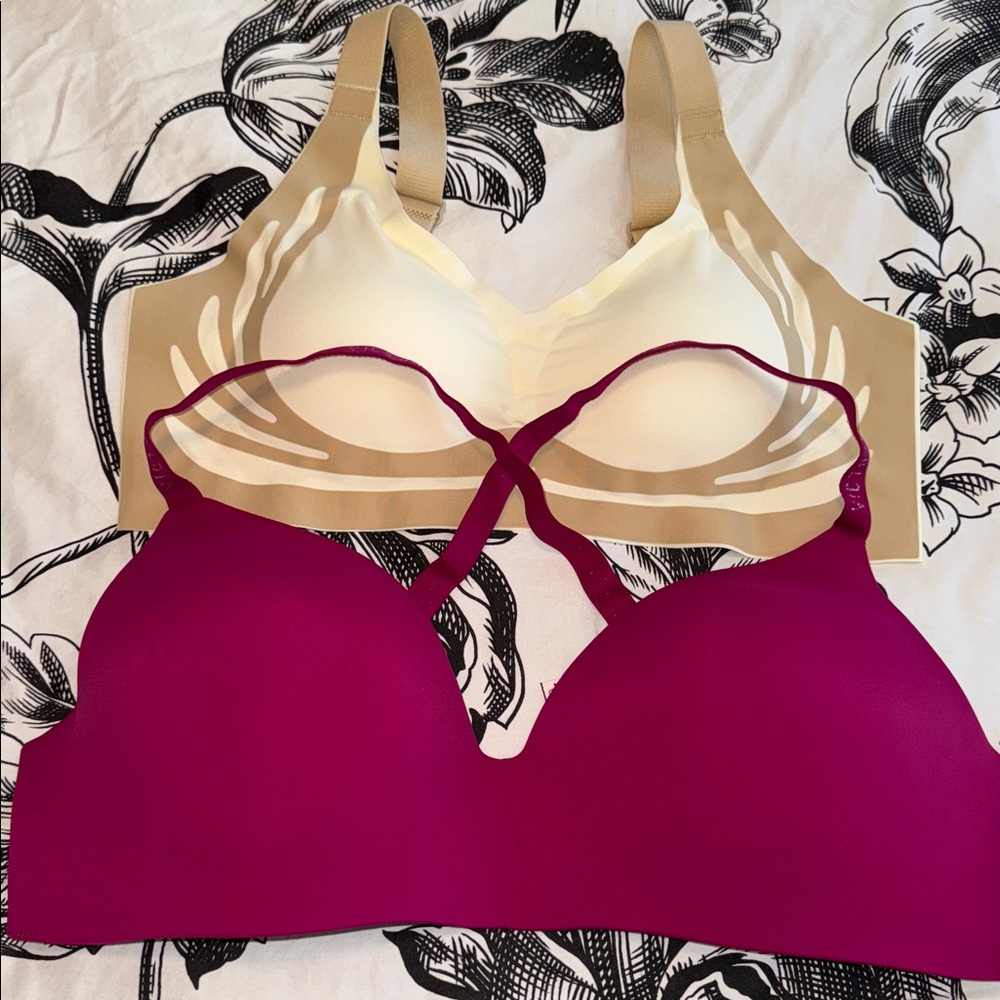 Cream and Purple Bras Set